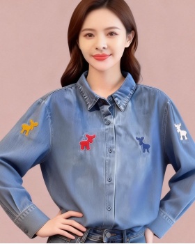 All-match spring simple denim loose tops