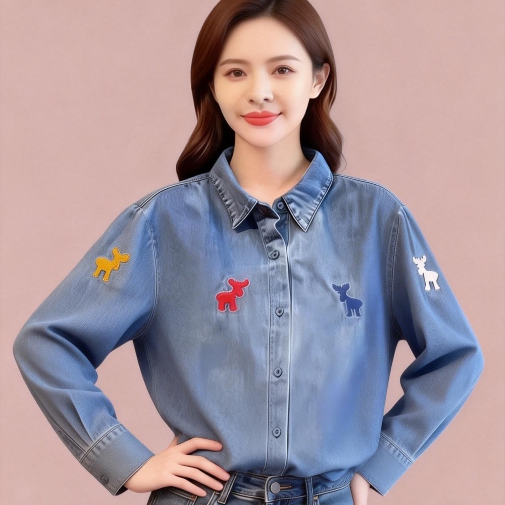 All-match spring simple denim loose tops