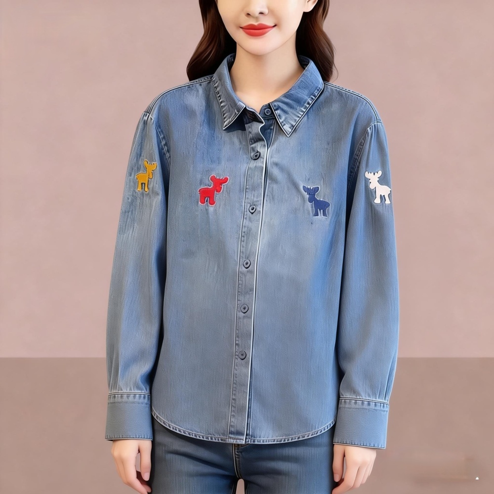 All-match spring simple denim loose tops