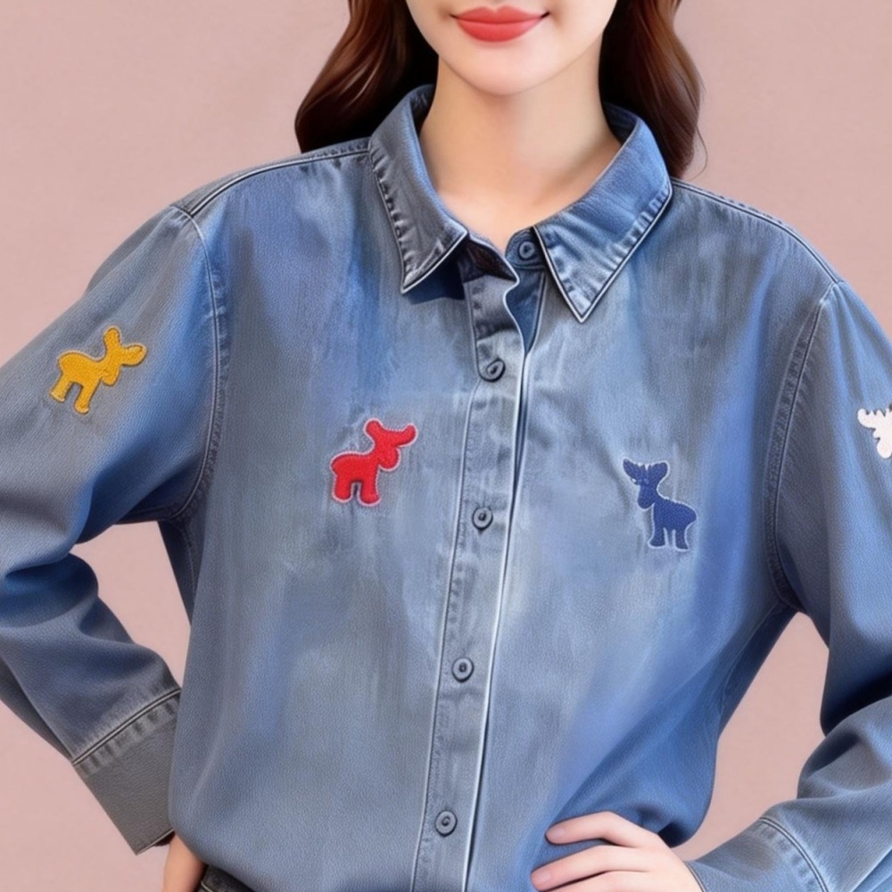 All-match spring simple denim loose tops