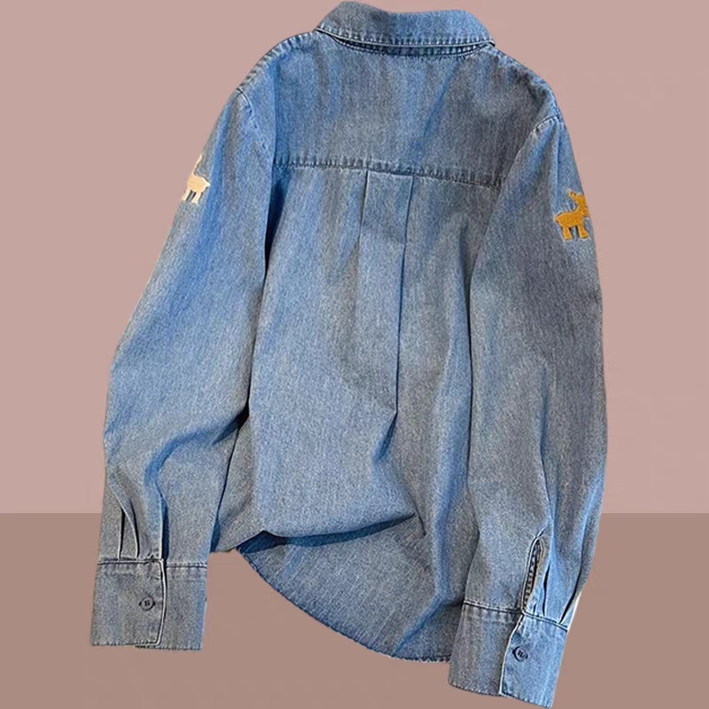 All-match spring simple denim loose tops