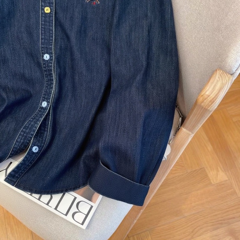 Mixed colors navy blue Korean style shirt