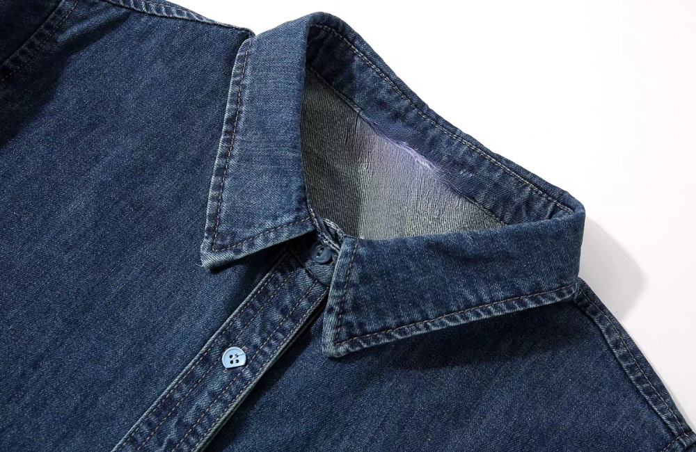 Mixed colors navy blue Korean style shirt