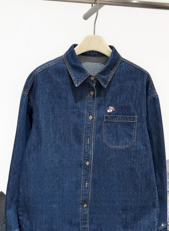 Loose embroidery denim spring long sleeve shirt