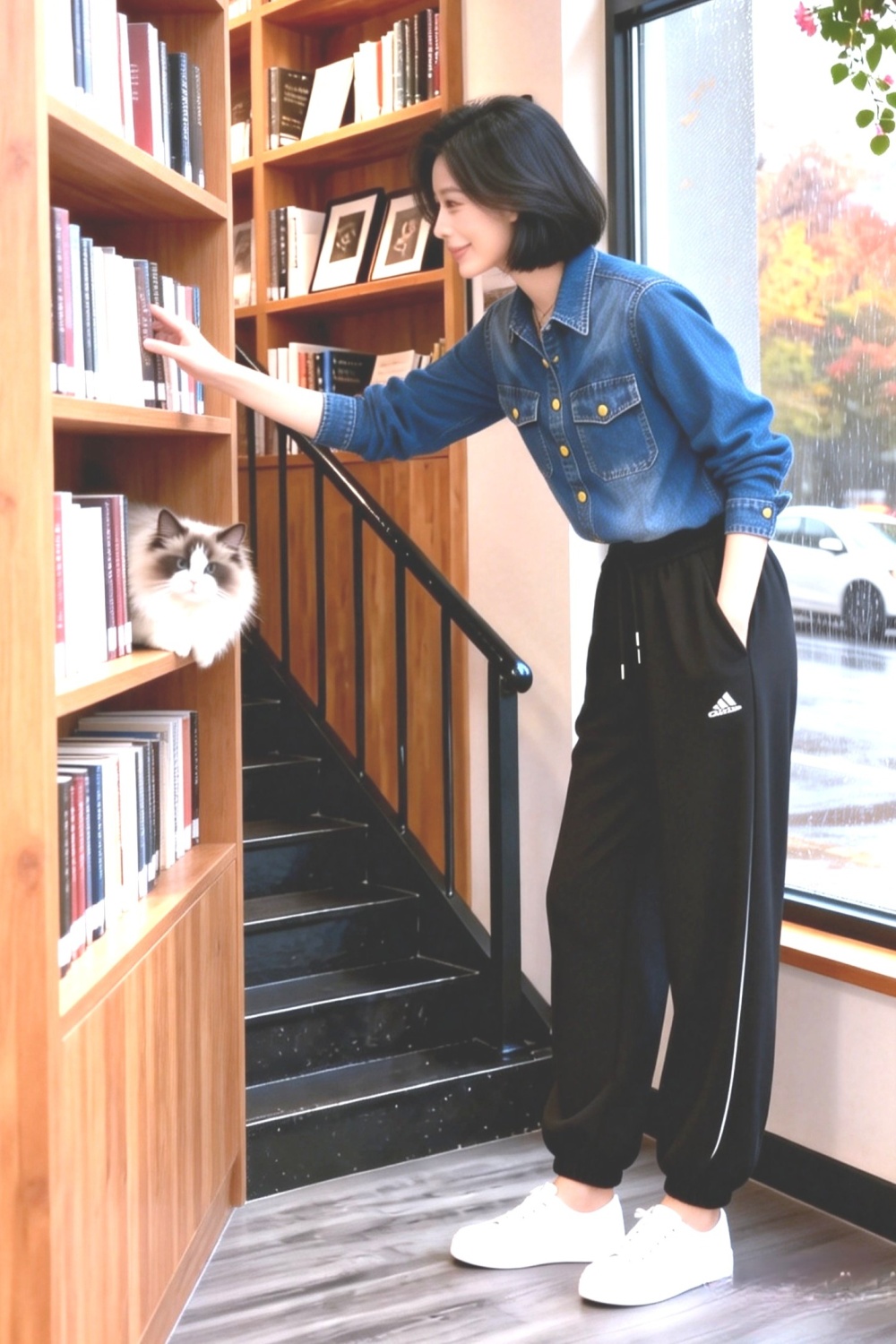 Classic spring navy blue coat retro denim shirt