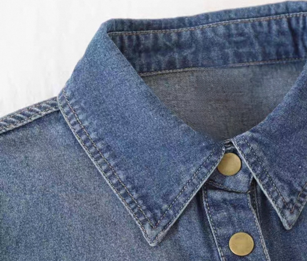 Classic spring navy blue coat retro denim shirt