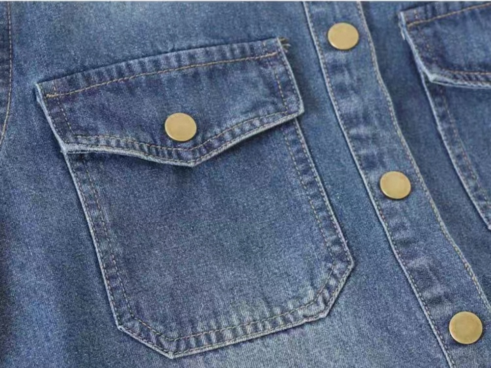 Classic spring navy blue coat retro denim shirt