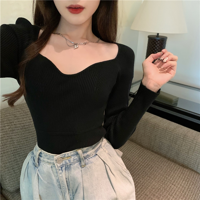 Pure niche tops clavicle retro sweater