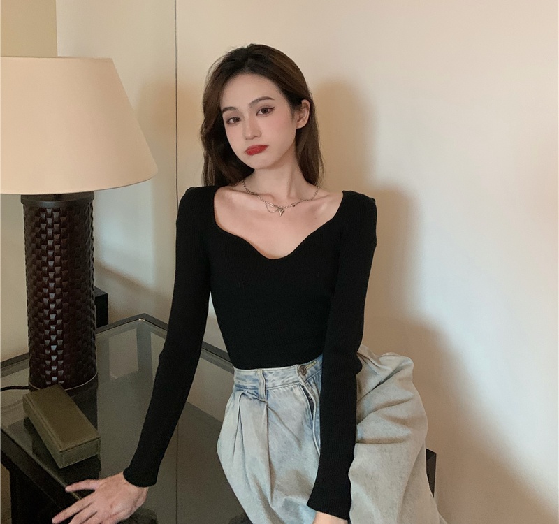 Pure niche tops clavicle retro sweater