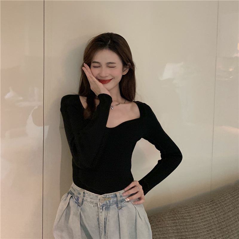 Pure niche tops clavicle retro sweater