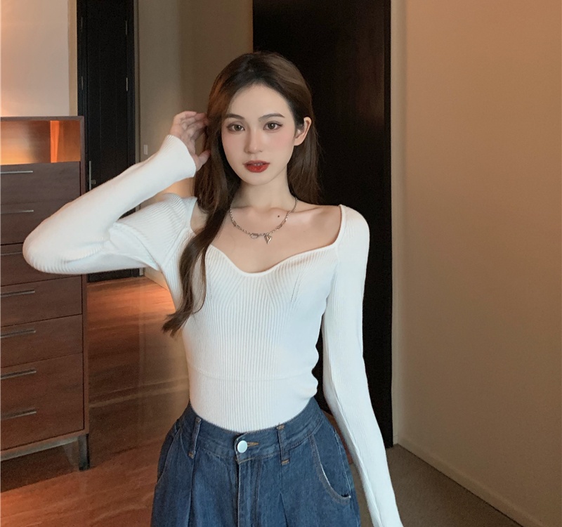 Pure niche tops clavicle retro sweater