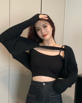 Western style temperament sweater sling smock a set