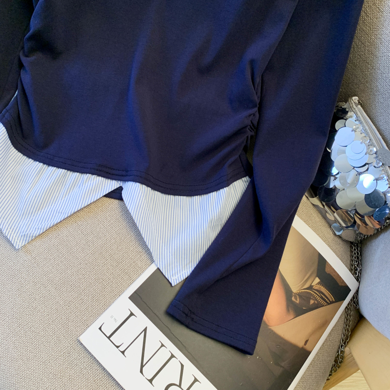 All-match spring T-shirt lapel tops for women