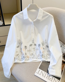 College style spring shirt embroidery tops for women