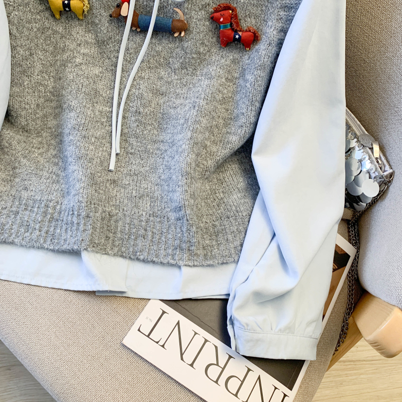 Puppy decoration waistcoat bow shirt 2pcs set