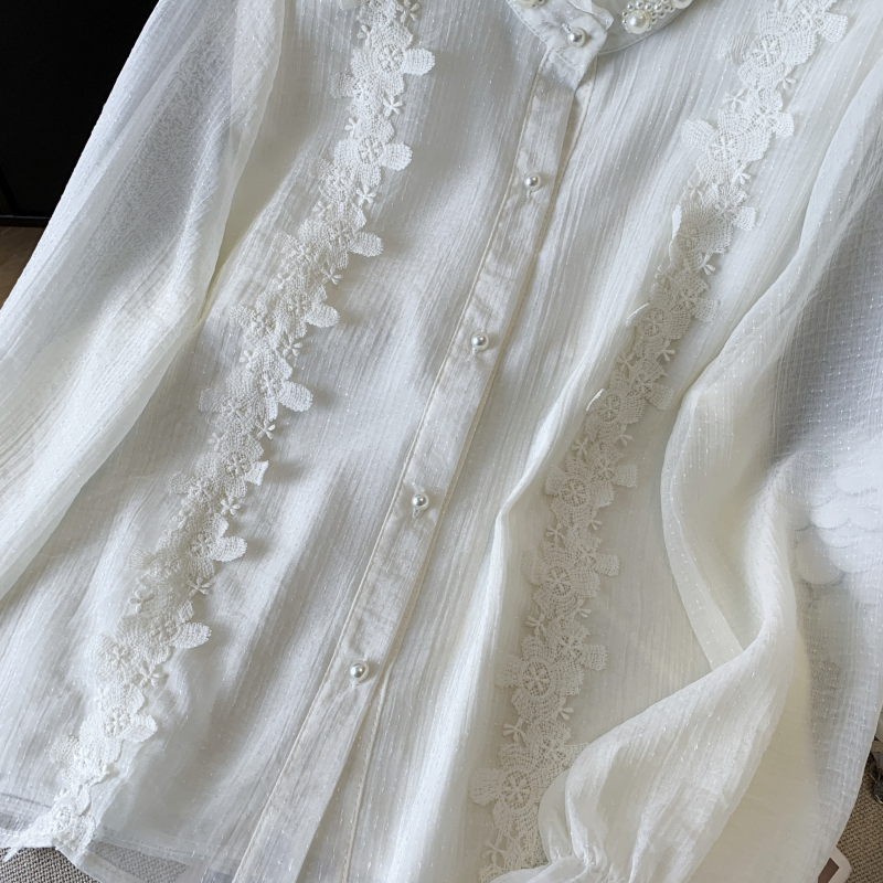 Cstand collar crimp court style shirt for women