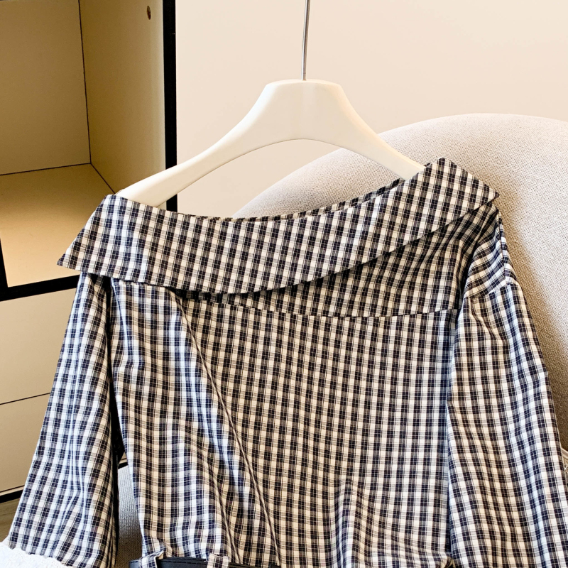Long sleeve strapless tops stripe spring shirt for women