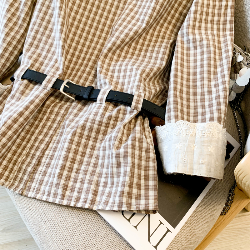 Long sleeve strapless tops stripe spring shirt for women