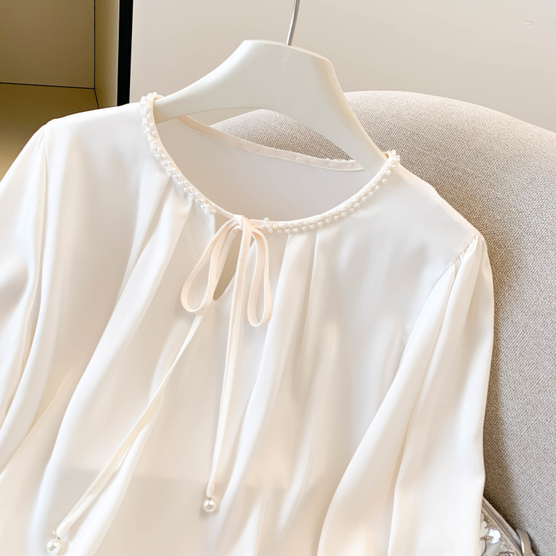 Chiffon sweet satin tops commuting tender shirt for women