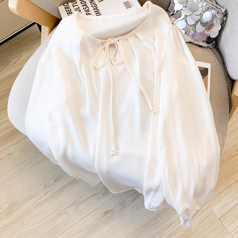 Chiffon sweet satin tops commuting tender shirt for women