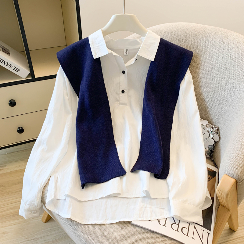 Pure cotton unique tops France style shirt 2pcs set
