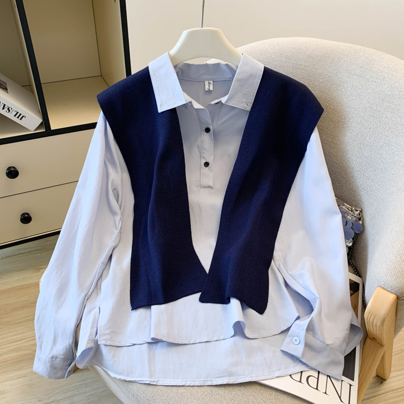 Pure cotton unique tops France style shirt 2pcs set