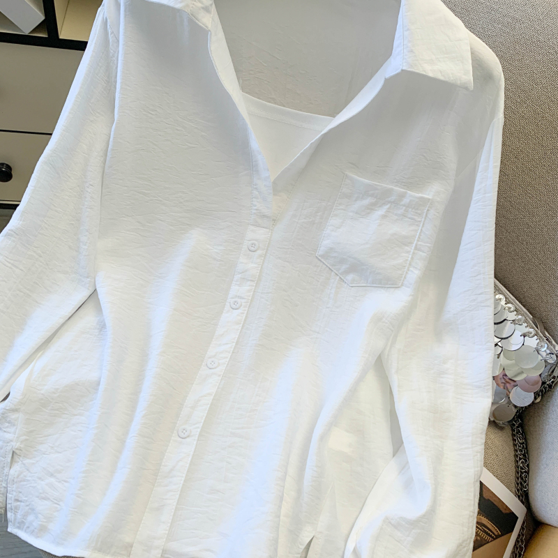 Loose Pseudo-two shirt Korean style Casual tops for women