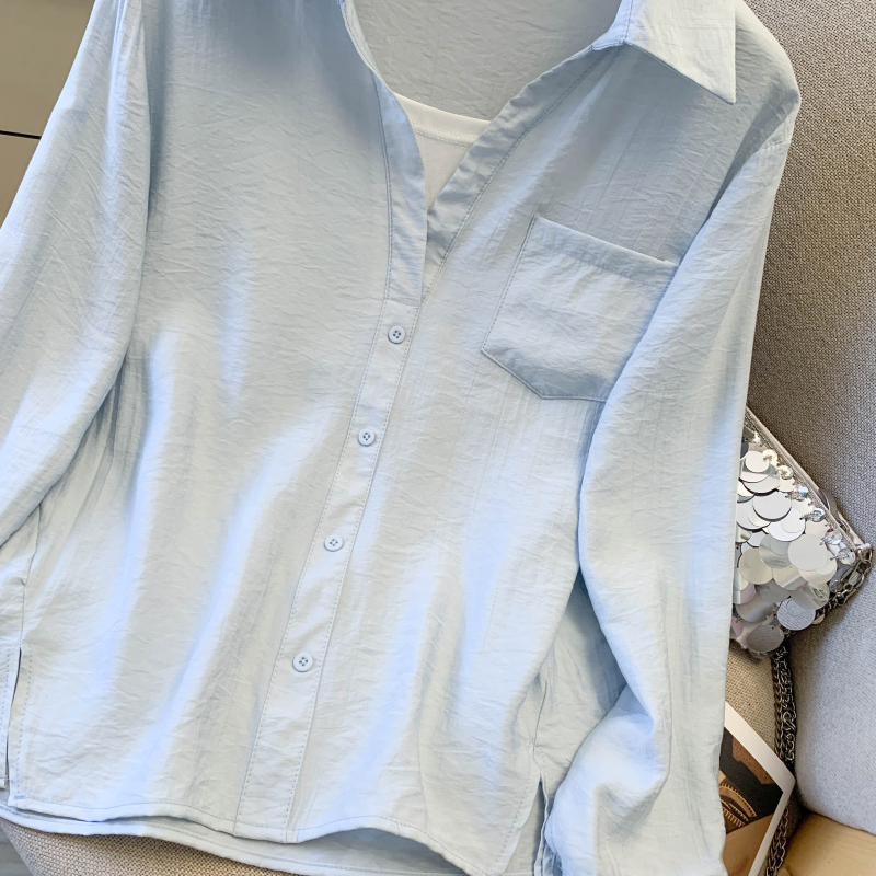 Loose Pseudo-two shirt Korean style Casual tops for women