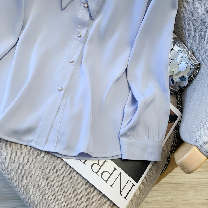 Chiffon Casual pure all-match simple satin commuting shirt