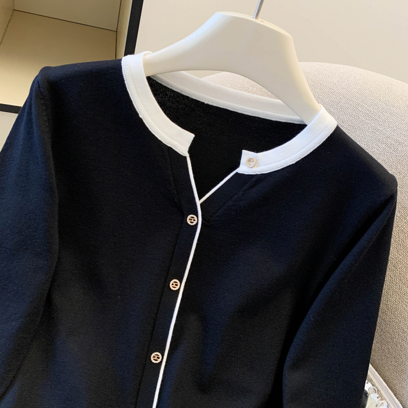 Casual spring long sleeve tops breathable simple sweater