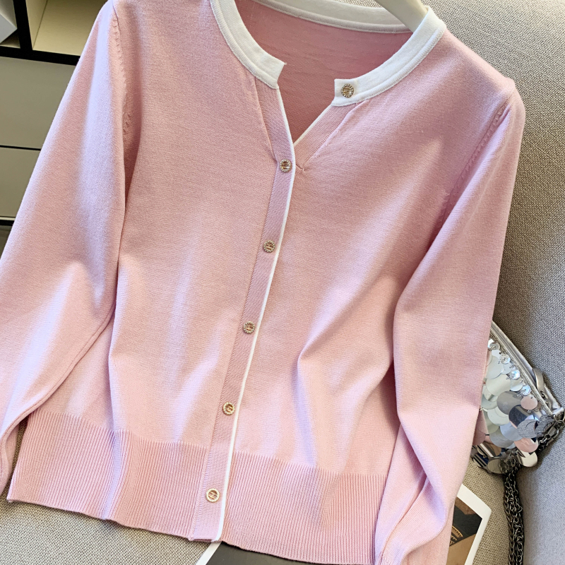 Casual spring long sleeve tops breathable simple sweater