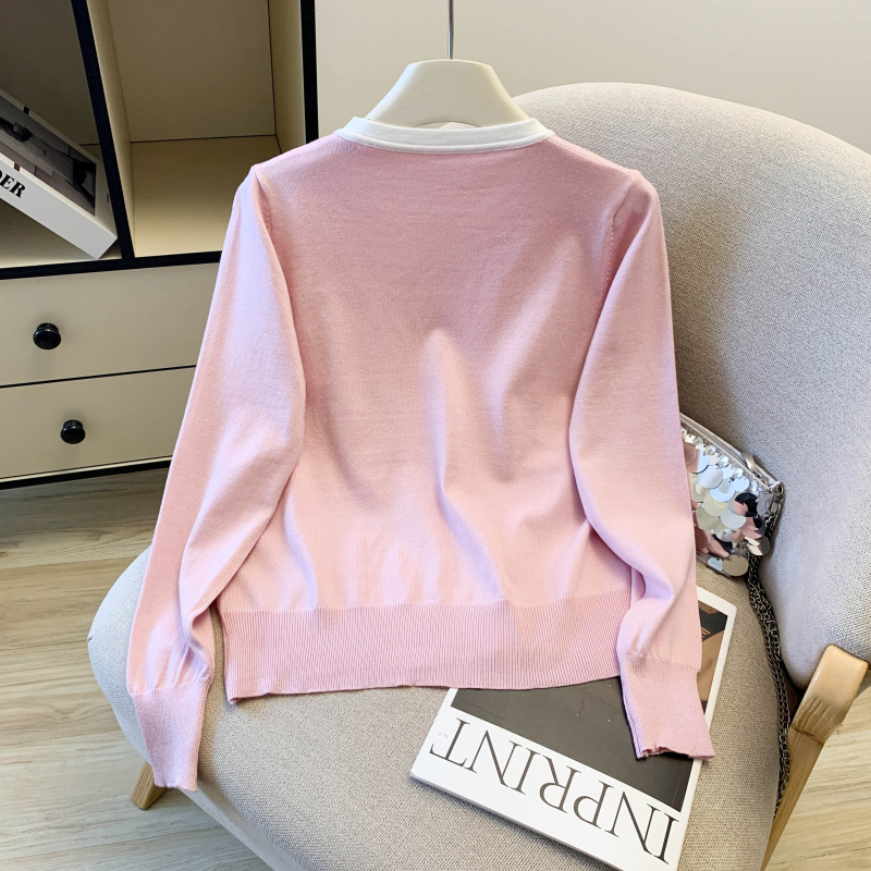 Casual spring long sleeve tops breathable simple sweater