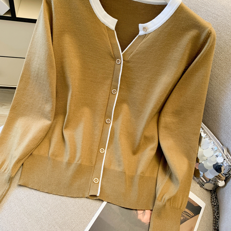 Casual spring long sleeve tops breathable simple sweater