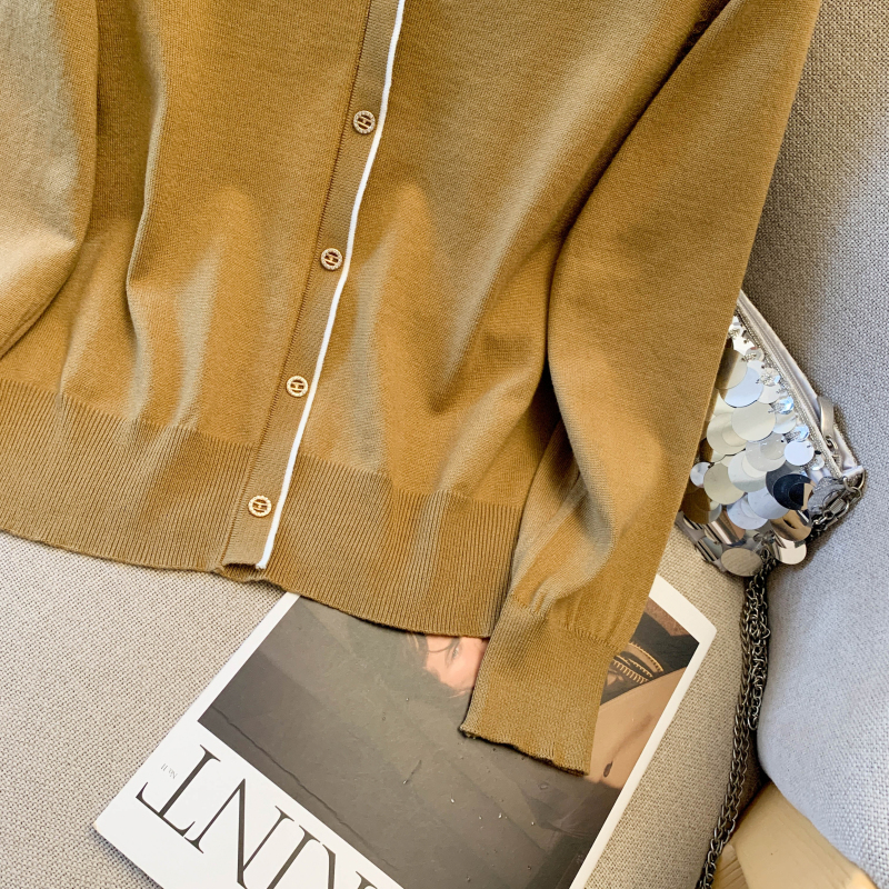 Casual spring long sleeve tops breathable simple sweater