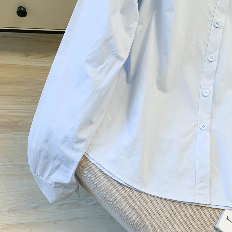 Blue France style shirt spring long sleeve tops for women