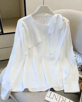 Spring satin streamer shirt chiffon sweet tops