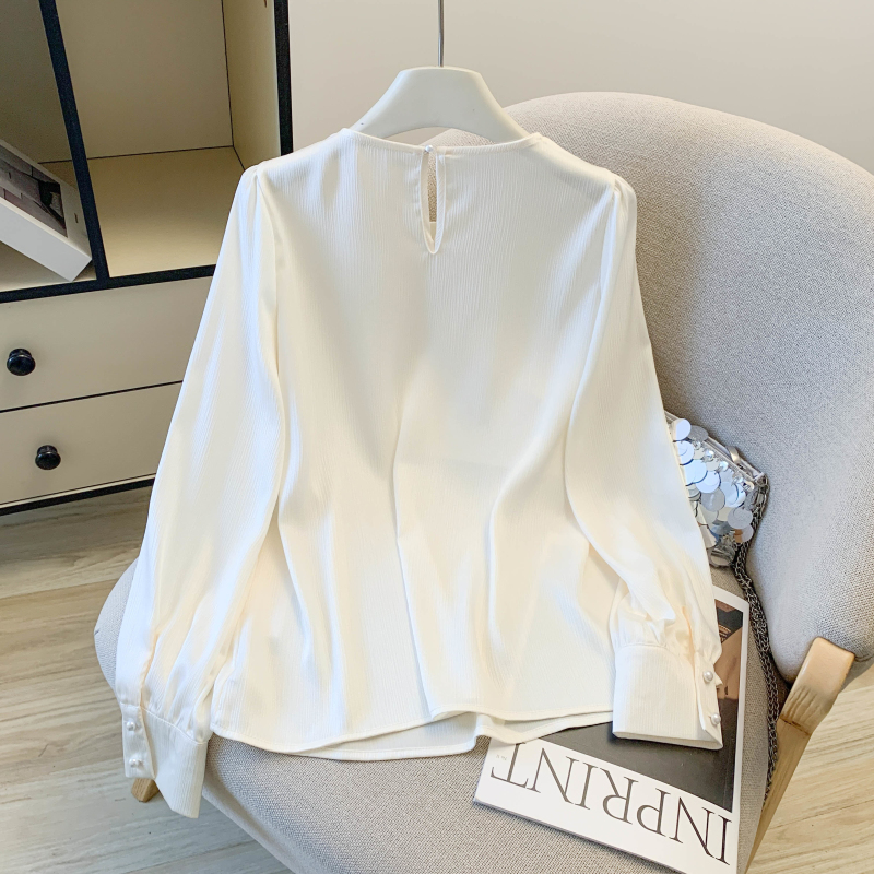 Spring satin streamer shirt chiffon sweet tops