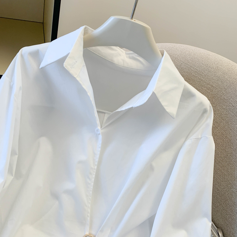 Spring slim tops long sleeve metal decoration shirt for women