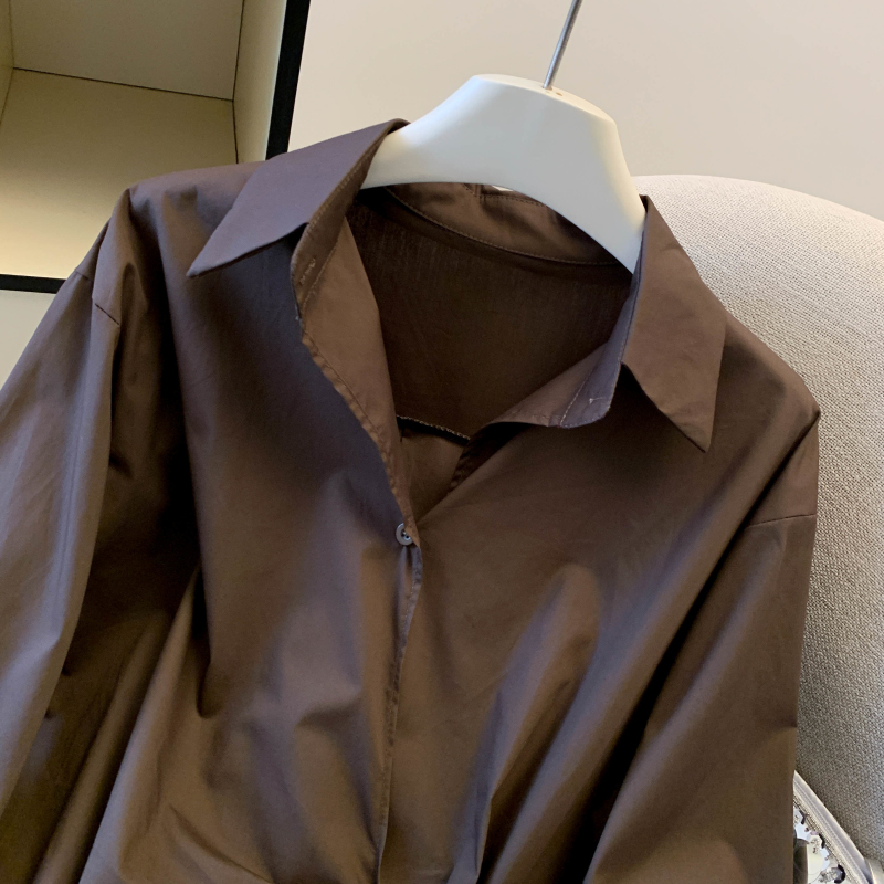 Spring slim tops long sleeve metal decoration shirt for women