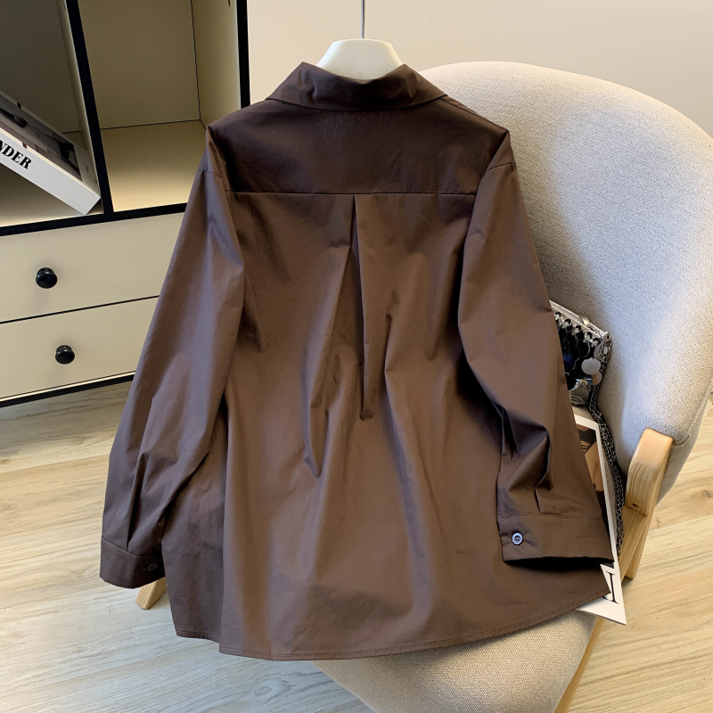 Spring slim tops long sleeve metal decoration shirt for women