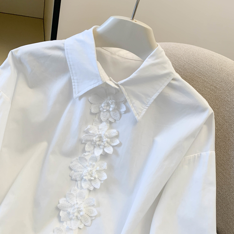 Flowers pure cotton shirt unique tops for women