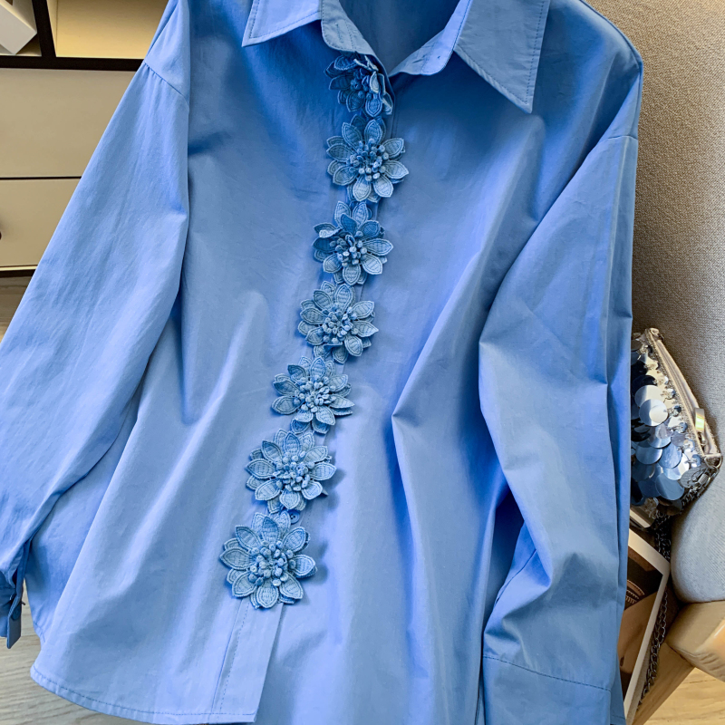 Flowers pure cotton shirt unique tops for women