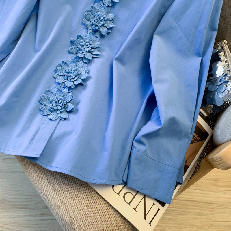 Flowers pure cotton shirt unique tops for women