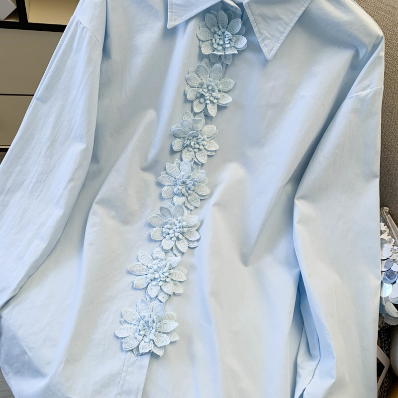 Flowers pure cotton shirt unique tops for women