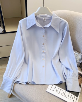 Profession spring white satin simple shirt for women