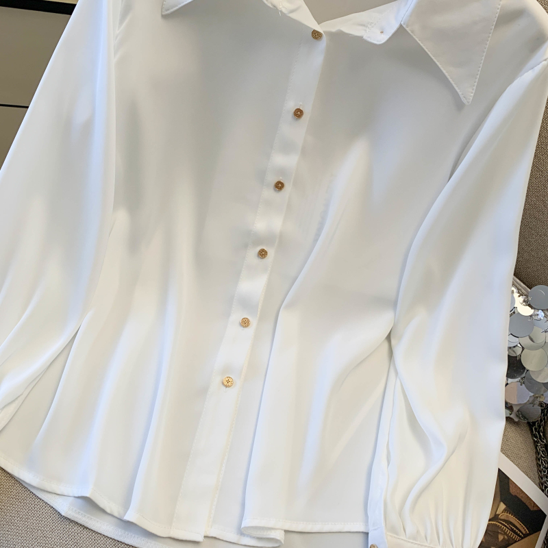 Profession spring white satin simple shirt for women