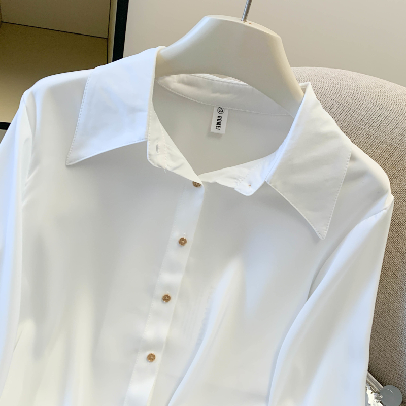 Profession spring white satin simple shirt for women