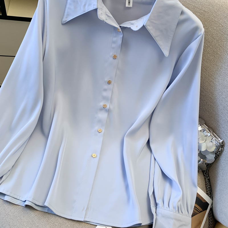 Profession spring white satin simple shirt for women