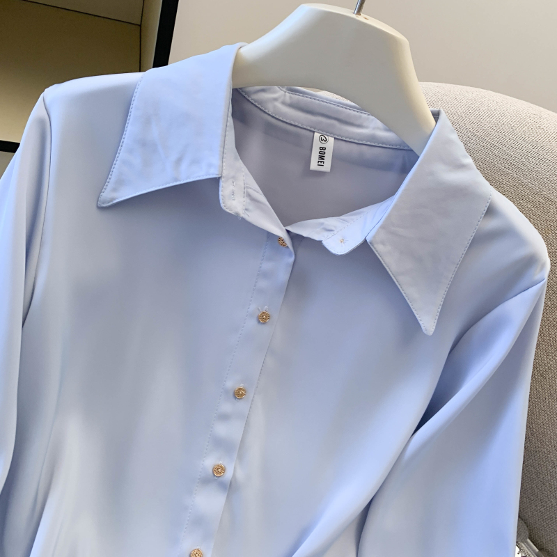 Profession spring white satin simple shirt for women
