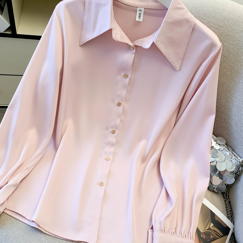 Profession spring white satin simple shirt for women